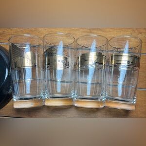 4 Vtg MINNEAPOLIS Landmarks Glasses Cocktail Highball Gold MCM